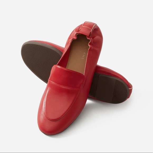 Everlane Shoes - Everlane The Day Loafer Leather Shoes Deep Red